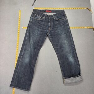 Selvedge Jeans Mens Relaxed Straight Indigo Blue Fits 30x25